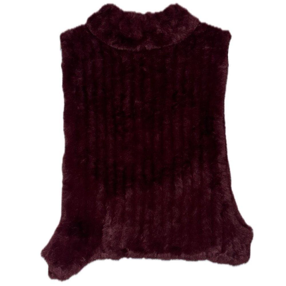 Patrizia Luca Women’s Burgundy Faux Fur Turtle Neck Pullover Vest Size Large
